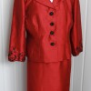 Red taffeta skirt suit